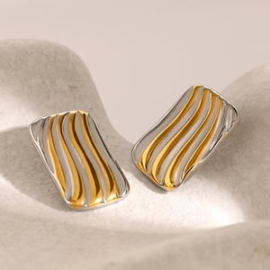 1 Pair Simple Style Rectangular Shape Stainless Steel  Gold Color Women's Stud Earrings h5 